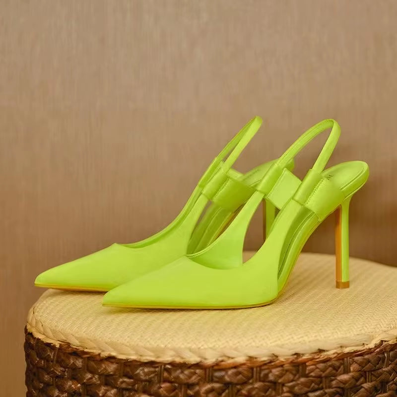 35-40 Candy Color Half Shoes Women'S High Heeled Sandals