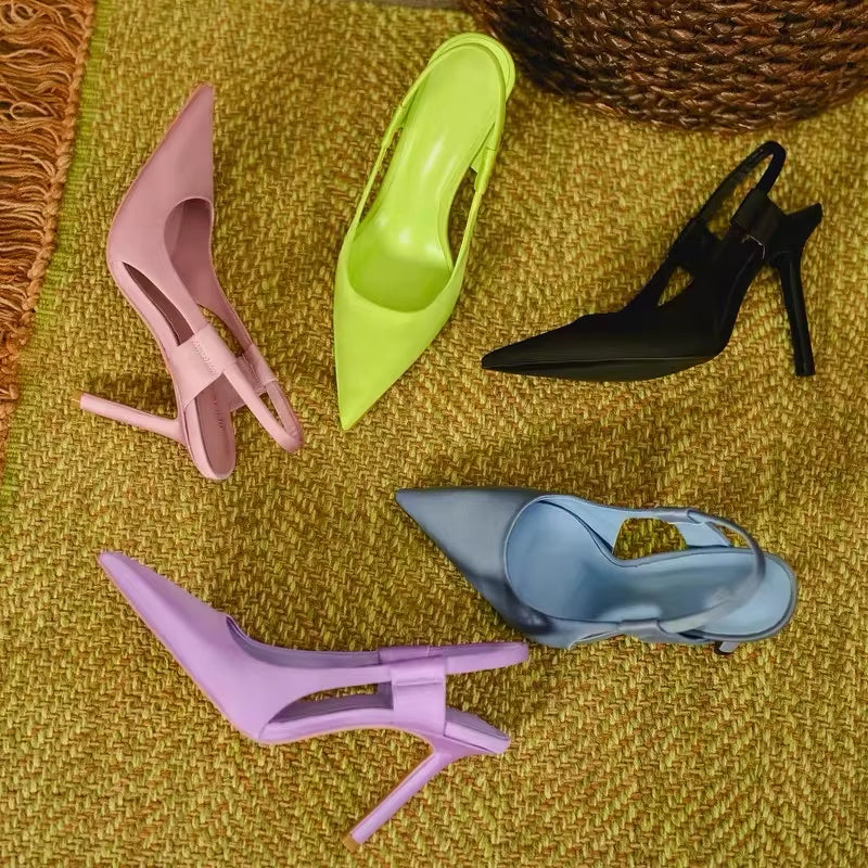 35-40 Candy Color Half Shoes Women'S High Heeled Sandals
