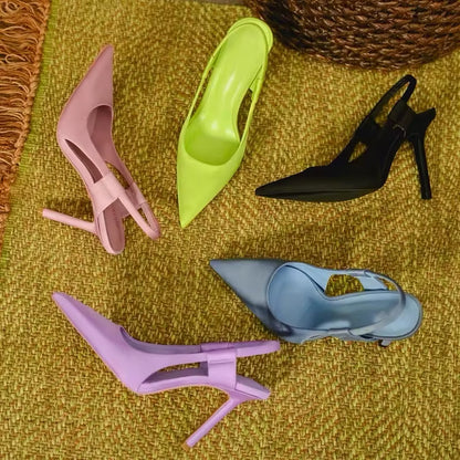 35-40 Candy Color Half Shoes Women'S High Heeled Sandals