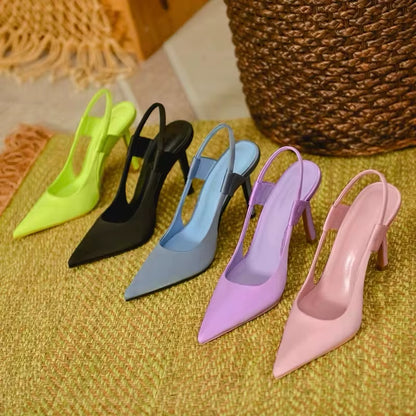 35-40 Candy Color Half Shoes Women'S High Heeled Sandals