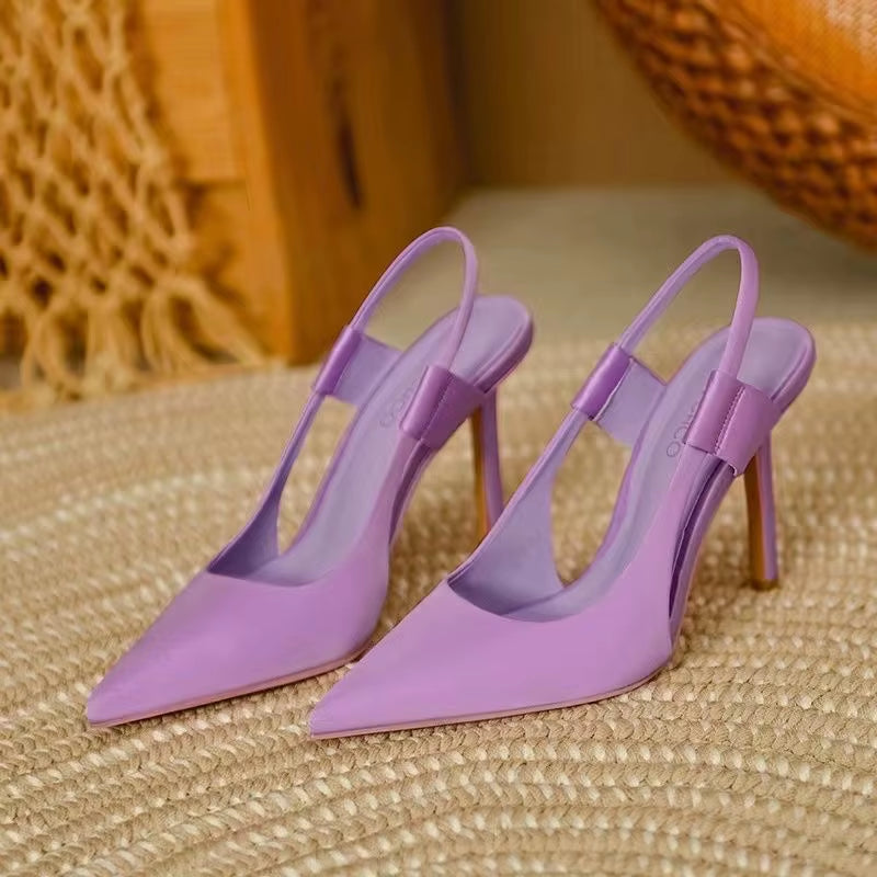 35-40 Candy Color Half Shoes Women'S High Heeled Sandals